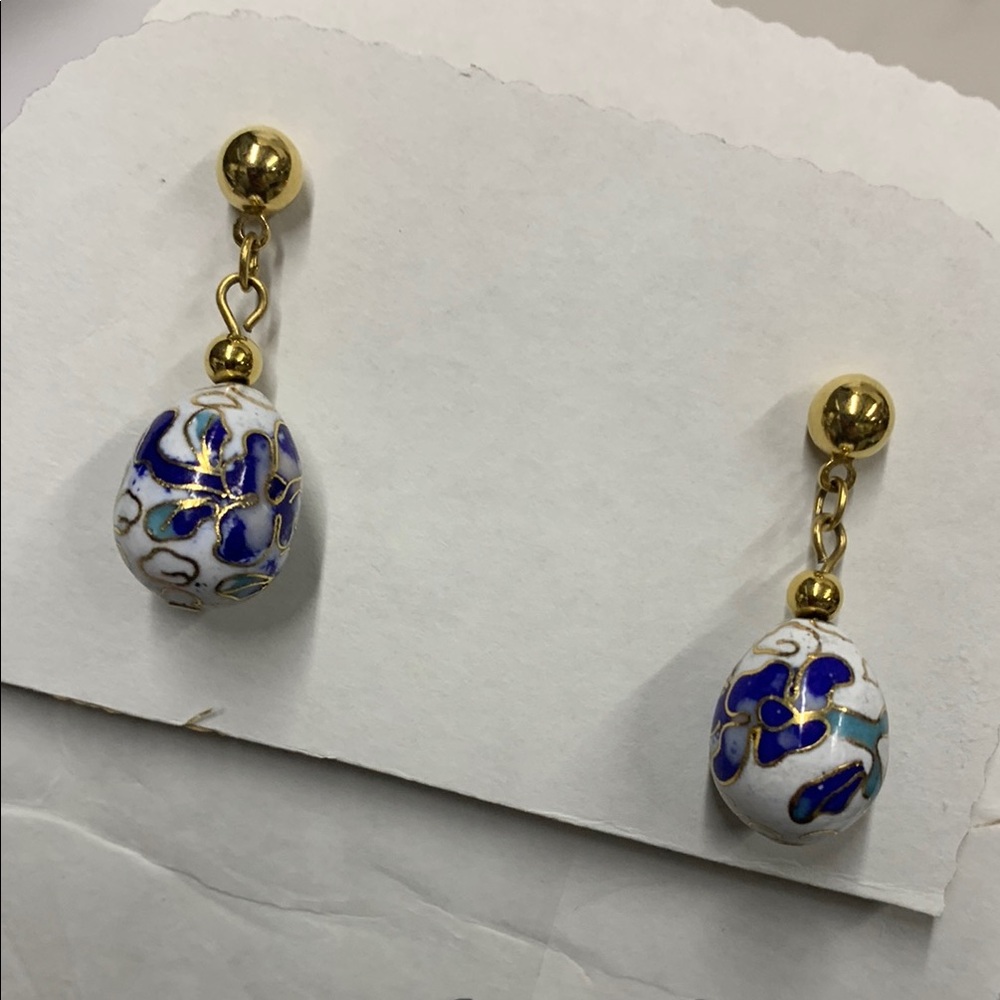 Elegant Blue and White Drop Earrings